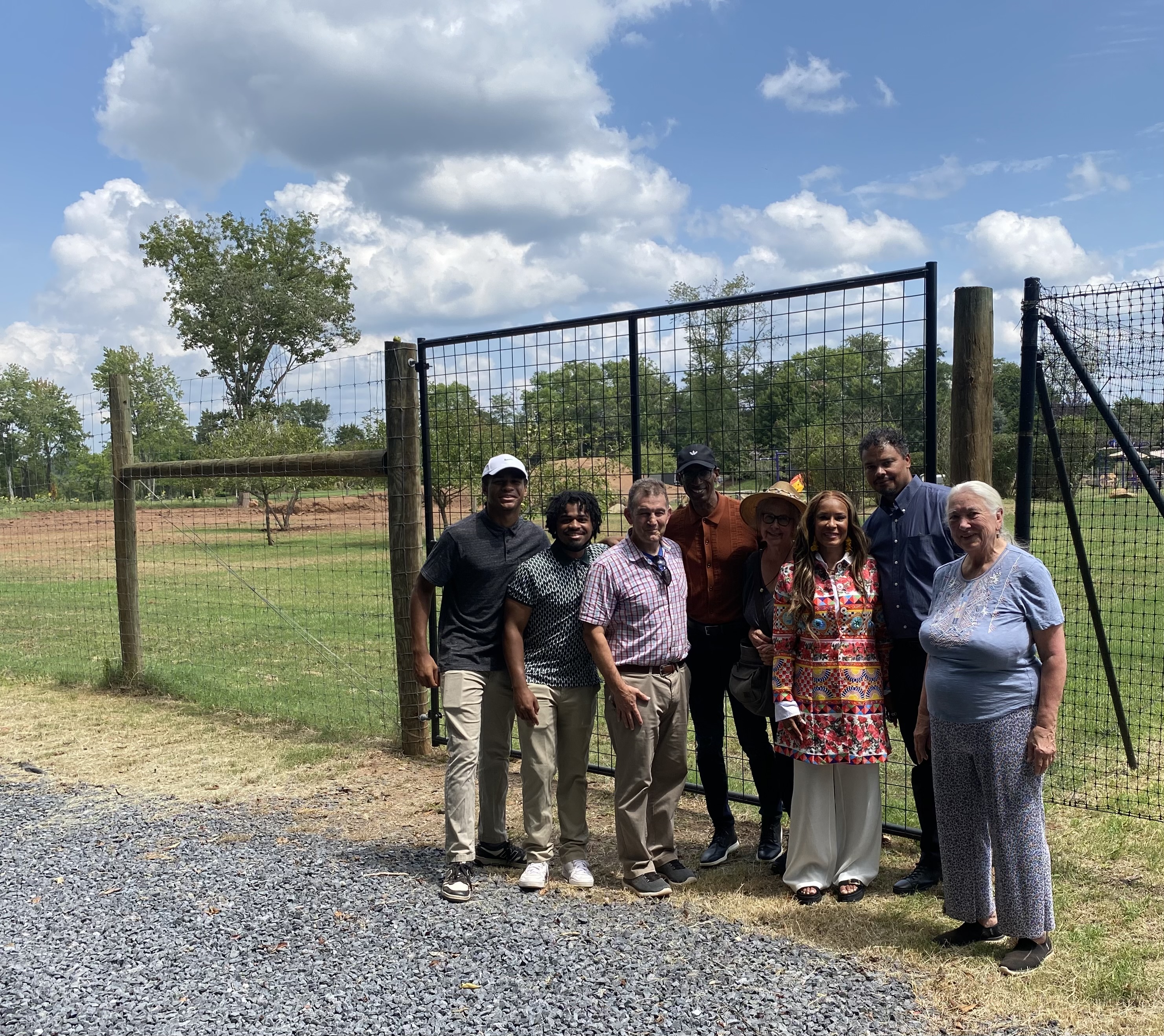 Chap Petersen with the Fletcher-Allen-Scott families at the site of the bulldozed Scott Cemetery